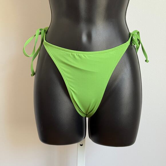 Pink Pink sz S Green Tie String Bikini Swimsuit Set Y2K Micro Swim - Picture 3 of 8